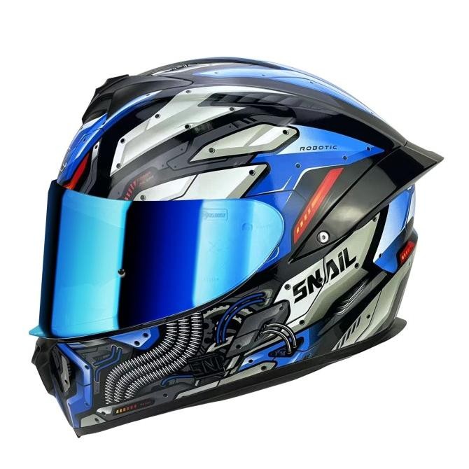 

BLUE- HELM FULLFACE SNAIL FFS2 ROBOTIC AQUA MATT VISOR BLUE