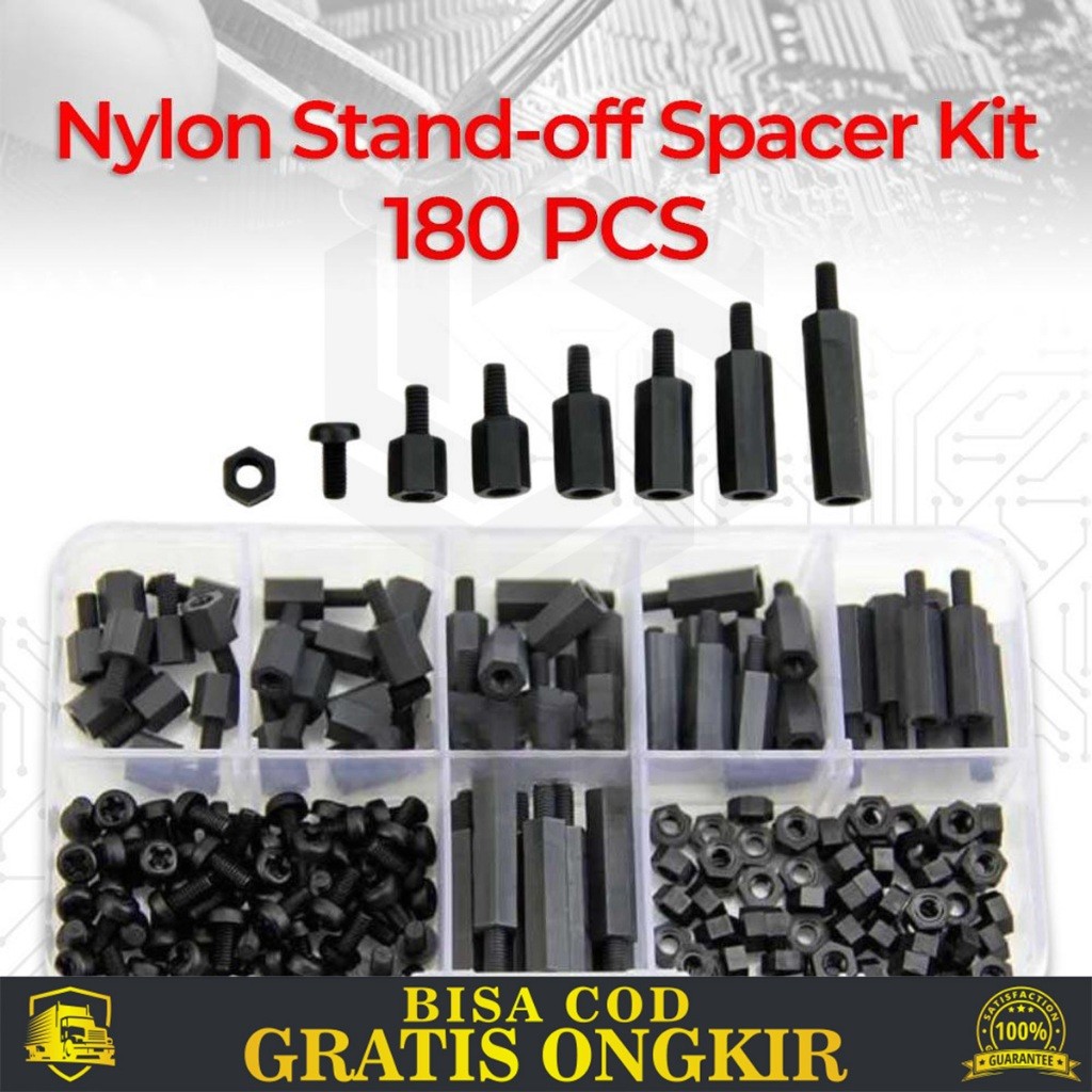 SET STAND SPACER PCB SIRKUIT BOARD ELEKTRONIKA NILON HOLDLER 180PCS