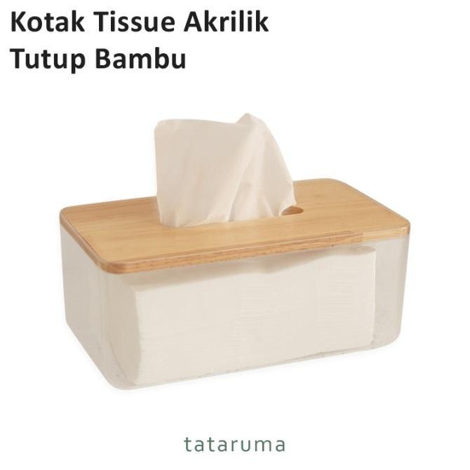 

oshi - kotak tisu transparan tutup bambu estetik termurah