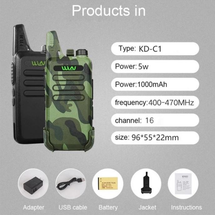WLN KD-C1 Mini Radio handy Talkie UHF Radio Two Way ht KDC1 WLAN ORI