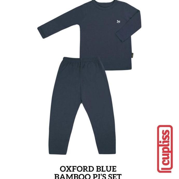 

BLUE- OXFORD BLUE LITTLE PALMERHAUS BAMBOO PJS PIYAMA ANAK