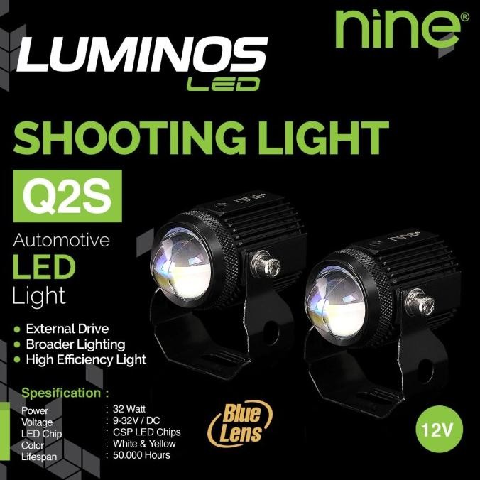 BLUE- LAMPU LED TEMBAK SOROT LASER 2 WARNA ORIGINAL LUMINOS Q2S BLUE LENS