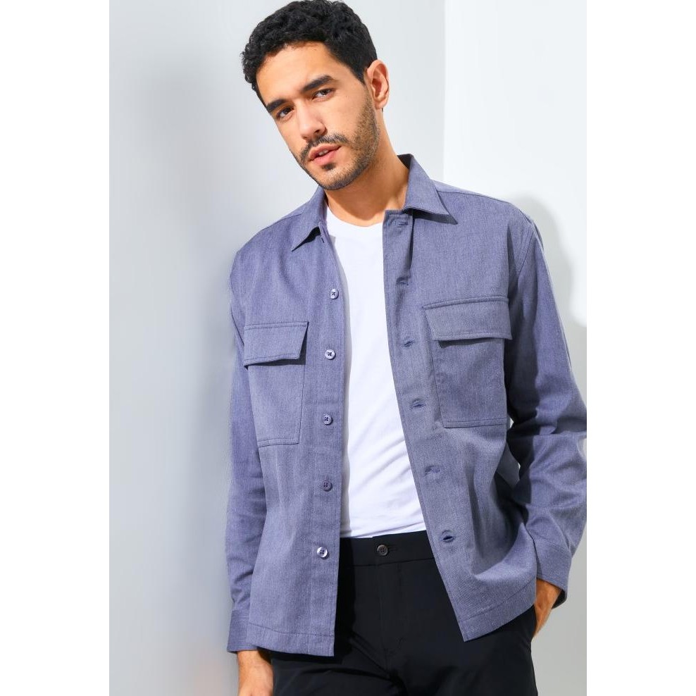 socket - Jack Nicklaus Cedric Kemeja-Jaket Pria Lengan Pendek Regular Fit Navy