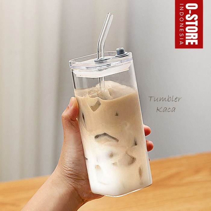 GELAS TUMBLER KACA SEDOTAN MUG LUCU BENING LATTO GELAS ESTETIK TUMBLER MINUM KACA MUG KOPI