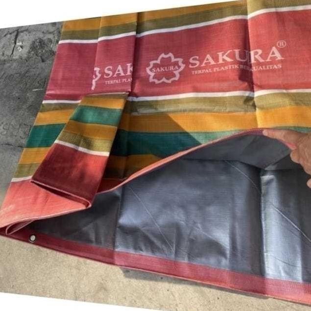 Tenda jadi SAKURA STRIP 3x5m terpal tebal strip pelangi full Press
