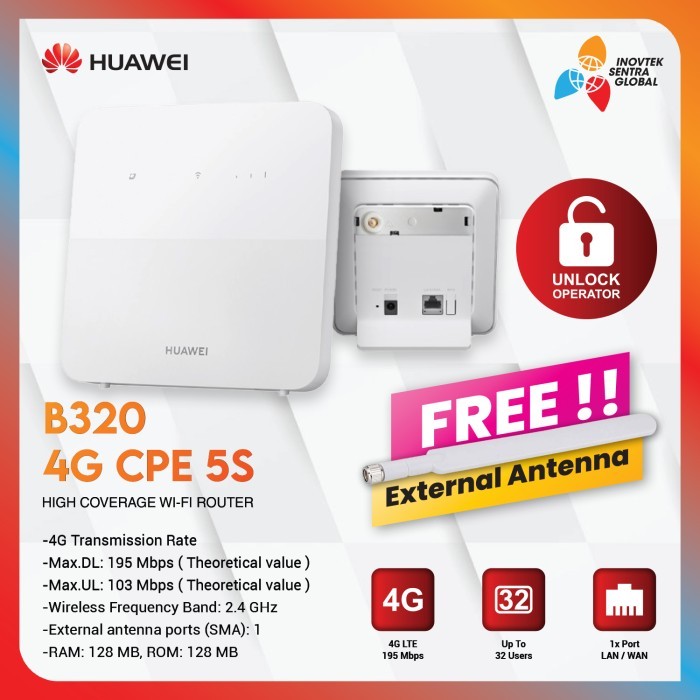 Huawei B320 Penganti Orbit Star 2 B312 Modem Router Wifi UNLOCK