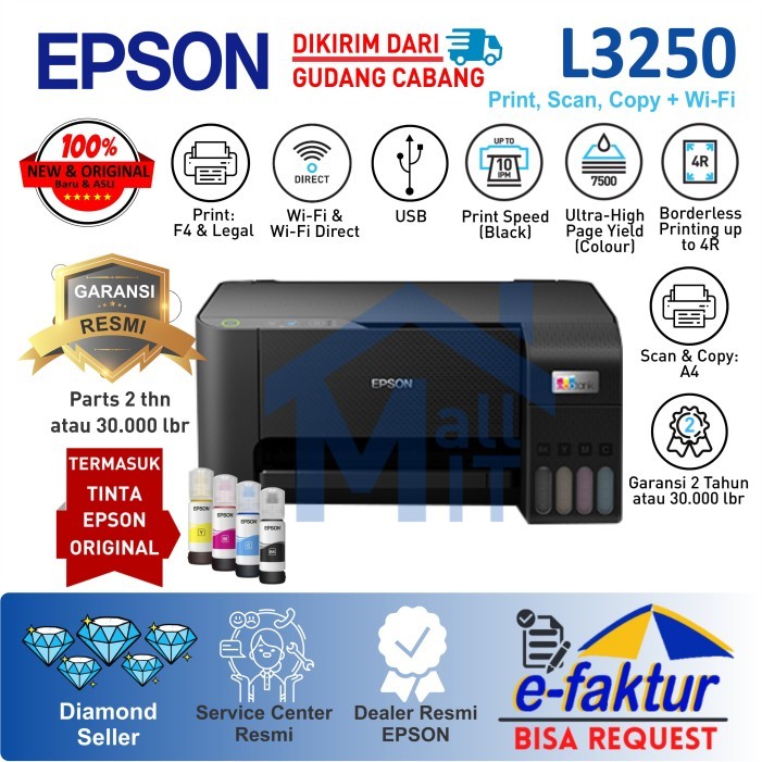 PRINTER EPSON L3250 L-3250 L 3250 PENGGANTI L3150 L-3150 Wifi Wireless