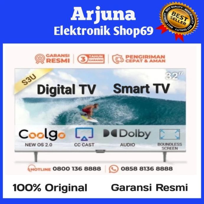 COOCAA 32S3U LED TV 32 Inch Smart TV Digital TV DVB-T2 USB Movie 32S3