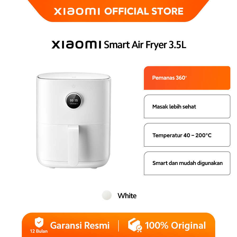Xiaomi Smart Air Fryer 3.5L | Sehat Sirkulasi Udara Panas 360 | Layar Sentuh OLED | Lapisan Ganda An