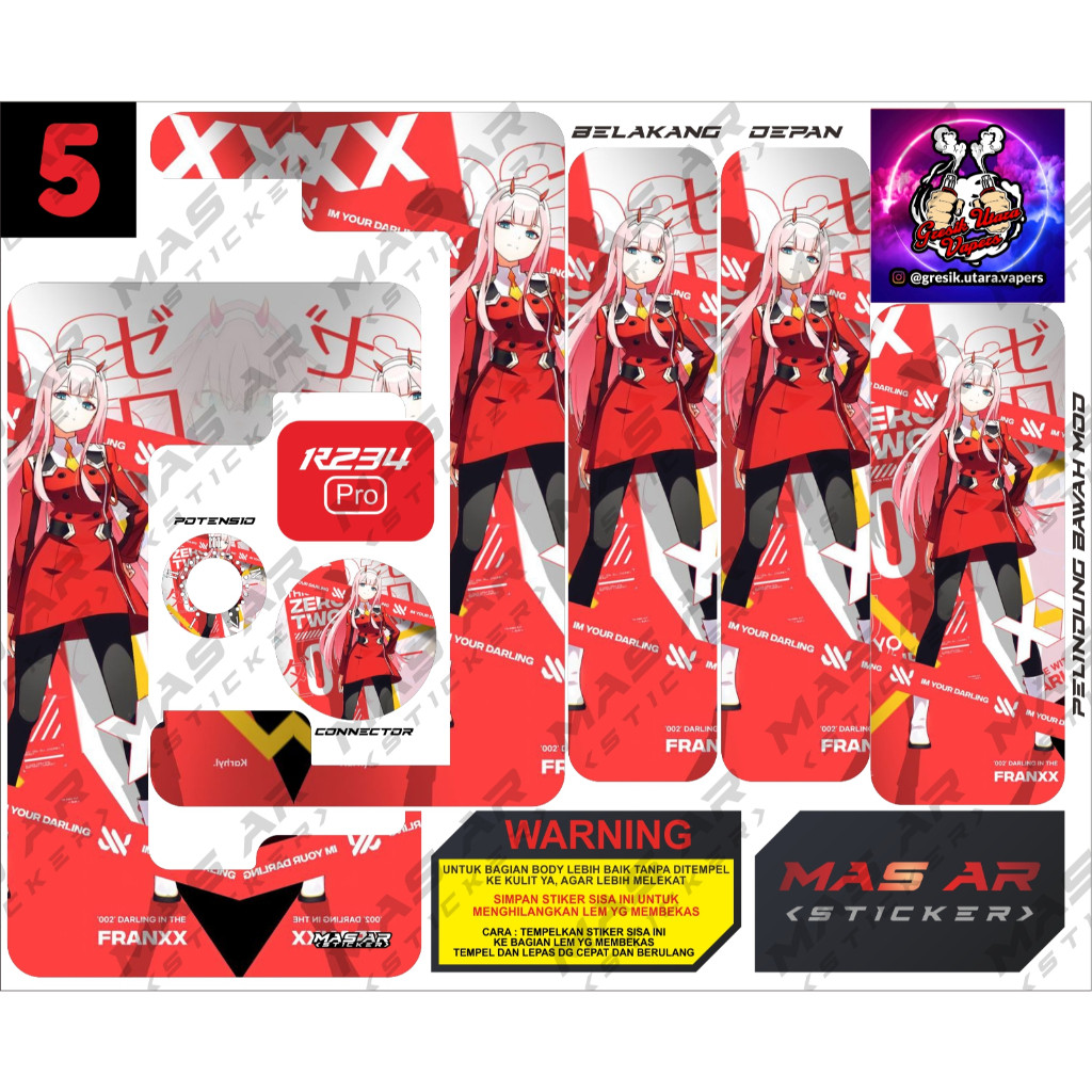 

*Premium Quality* Stiker Inner Daleman R 234 Pro Anime Version 5 Garskin Custom Stiker Maxdecal Bkn Case COD