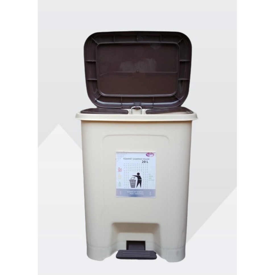 TEMPAT SAMPAH PLASTIK INJAK 20 LITER / TEMPAT SAMPAH INJAK COKELAT 20 LITER / KERANJANG SAMPAH INJAK
