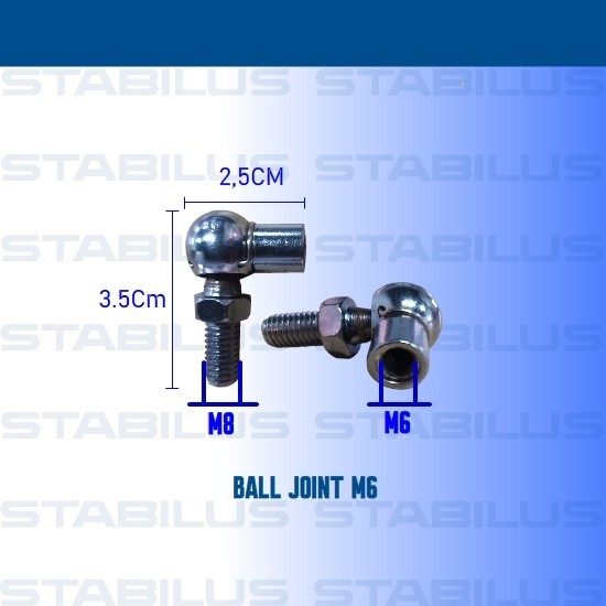 BALL JOINT GAS SPRING (UKURAN BAUD M6)