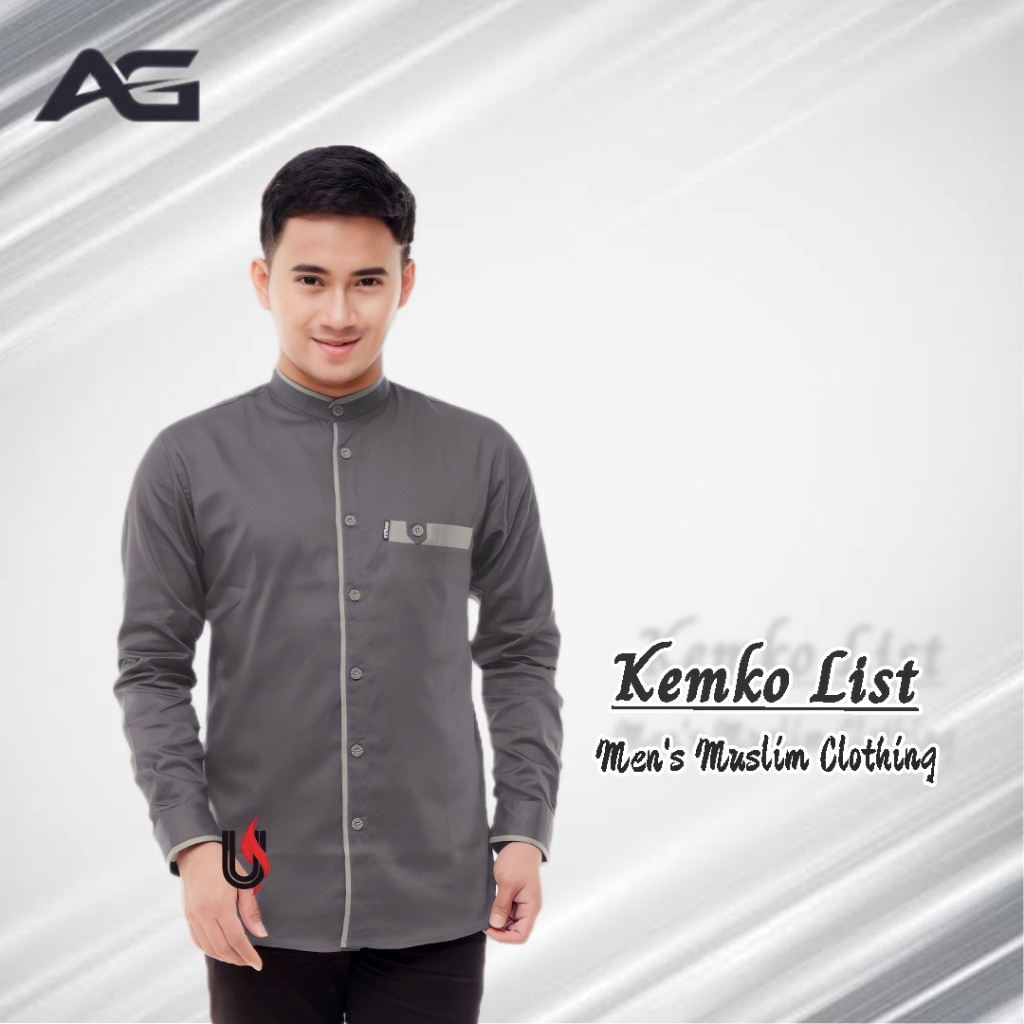 Baju Koko Terbaru 2025 Bju Muslim Lengan Panjang Pendek Hem Qoqo Remaja Slimfit Keren Kmja Lebaran L