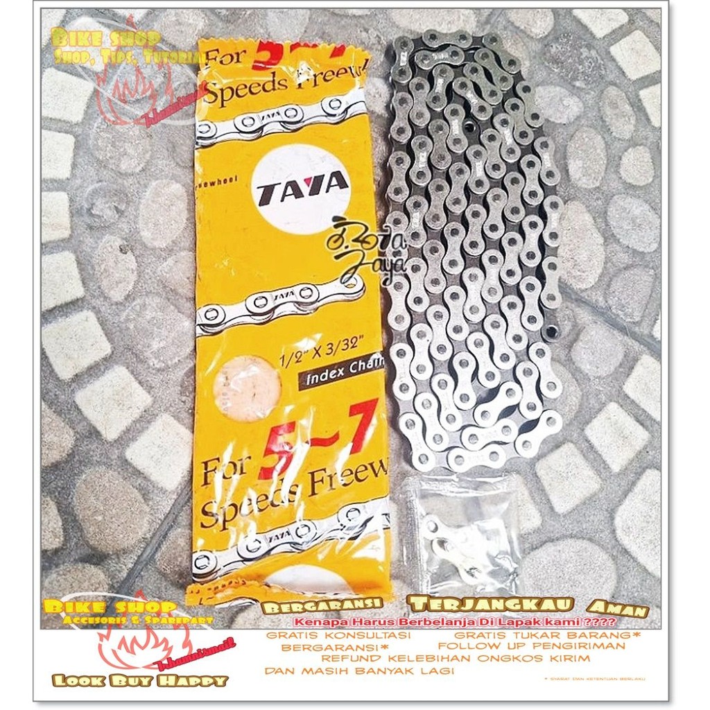 RANTAI CHAIN MTB 5 - 7 speed TAYA TAIWAN 116L HITAM-CHROME Sepeda MTB BMX