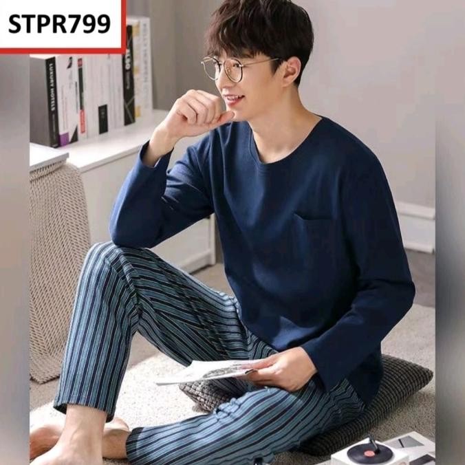 SET PIYAMA COWOK PRIA ALA KOREA BAHAN KATUN IMPORT L XL XXL XXXL RDN