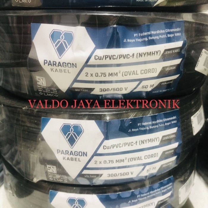 Aman & Cep4T@ Paragon Kabel Listrik 2X0.75 50Meter Kabel Toa Kabel Speaker - Hitam -