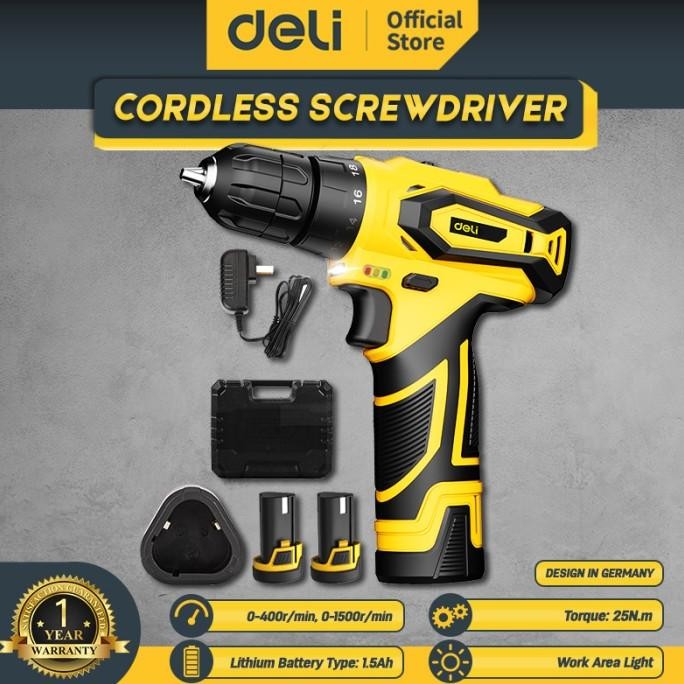 Deli Mesin Bor Listrik 12V Single/Dual Battery Tanpa Kabel DL626X Garansi