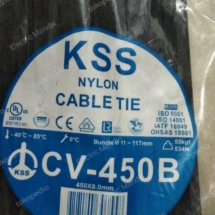 

BEBAS ONGKIR - Kabel Ties/Kabel Tis/ Cable Tie KSS CV450B (450 x 8mm) hitam