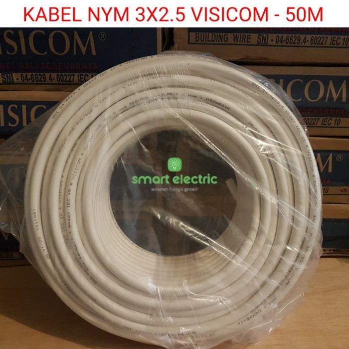 BEBAS ONGKIR - Kabel Listrik Visicom NYM 3x2.5mm 50M Tunggal Tembaga Murni SNI LMK
