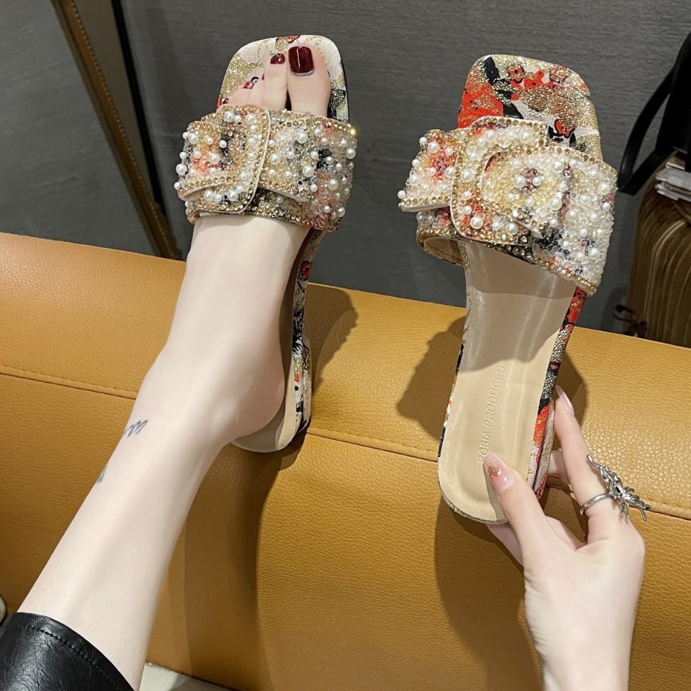 Sepatu Sandal Selop Flat Fashion Wanita Perempuan Cewek C Harian Kekinian Simple Terbaru Gaya Korea 