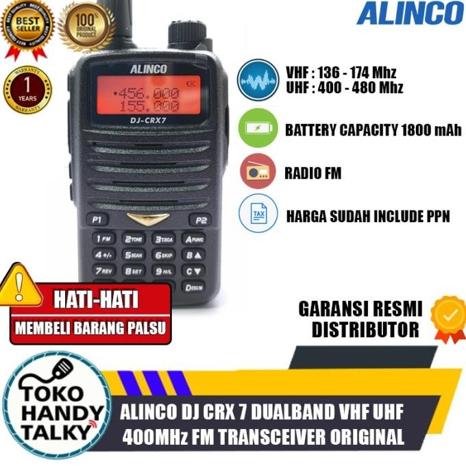 ALINCO DJ CRX 7 DUALBAND HT ALINCO DJ CRX7  HT ORIGINAL GARANSI RESMI