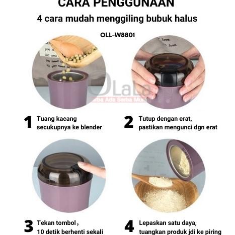 Blender Chopper Bubuk Giling Kopi Cabe Beras Kacang Portable Oll-W8801