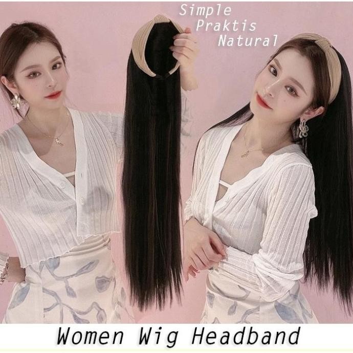 WIG BANDO WANITA PANJANG LURUS DAN LEMBUT WIG BANDO SIMPLE PRAKTIS /