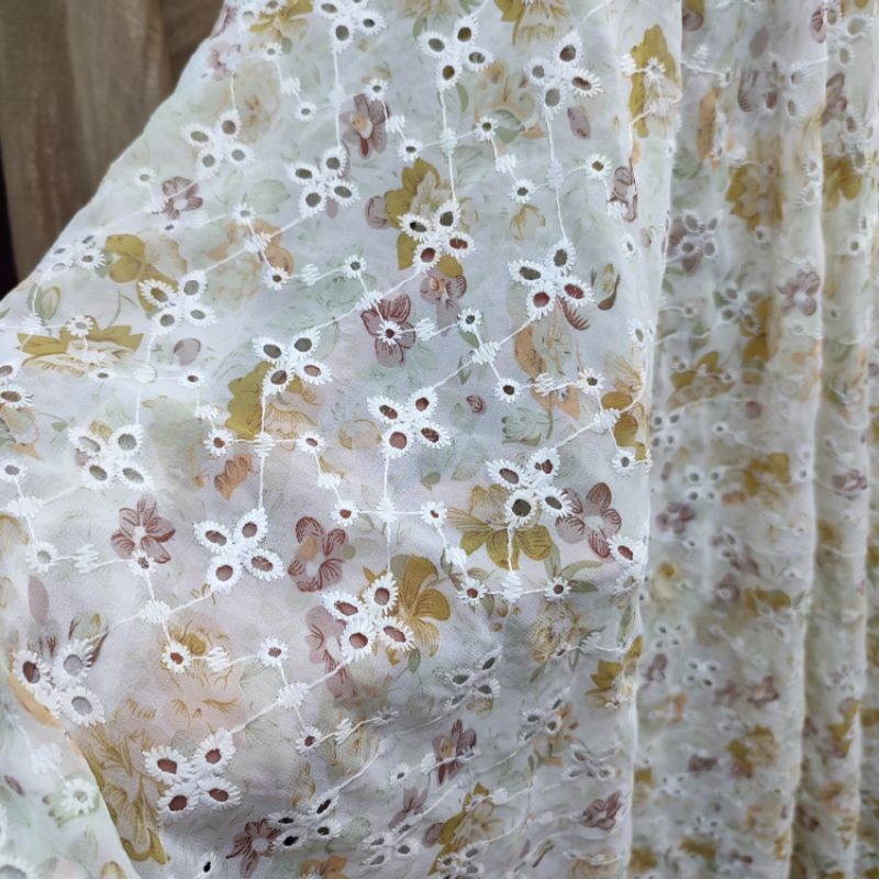 kain katun bordir motif - kain katun bordir - bahan katun premium - kain border - kain bahan cotton 