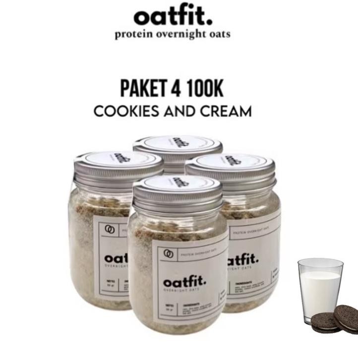 

Paket 4 Oatfit Protein Overnight Oats Cookies And Cream Oatmeal