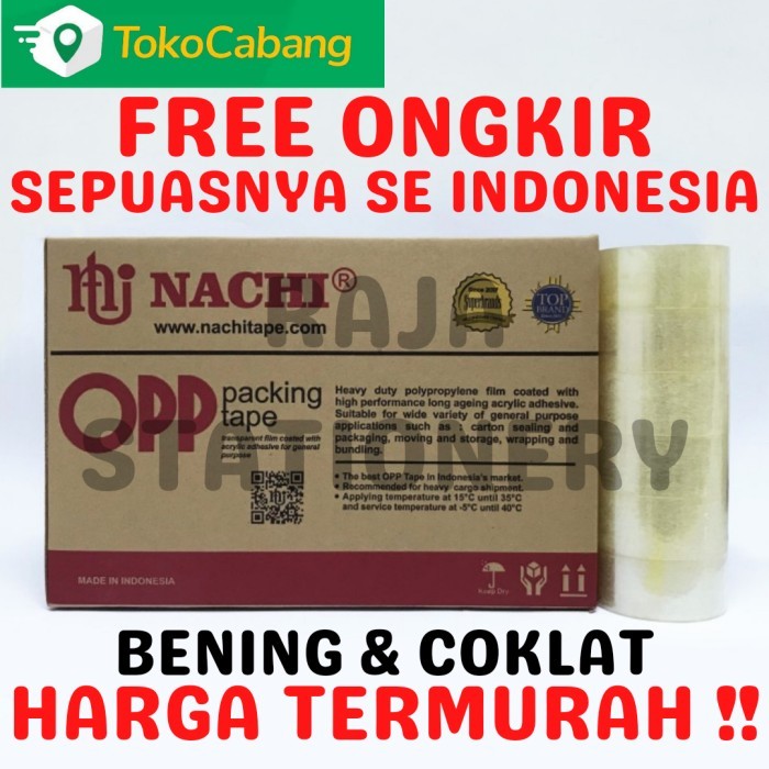 

BEBAS ONGKIR - LAKBAN NACHI 2 INCH 100 YARD 48MM OPP BENING COKLAT TAPE 1 DUS 72 ROLL