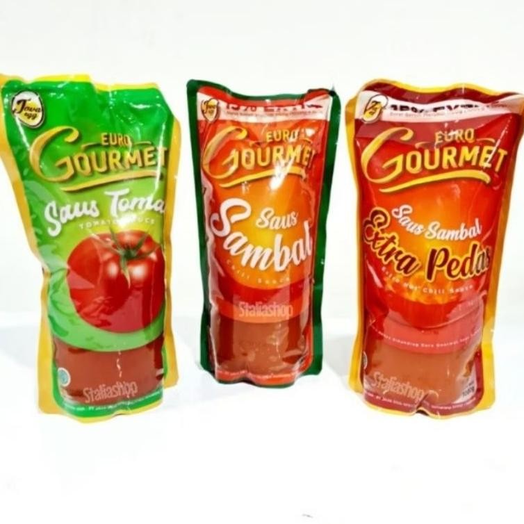 

1 Dus Saus Euro Gourmet Sambal/Tomat/Extra Pedas 1 Kg X 12 Pcs