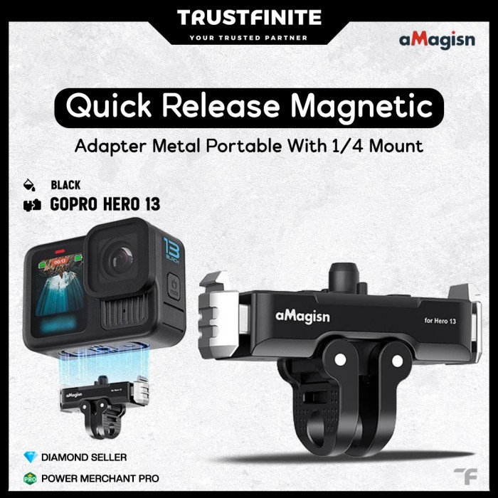 aMagisn Metal Magnetic Quick Release Base for GoPro Hero 13 Black / Magnetic Mount GoPro HERO 13