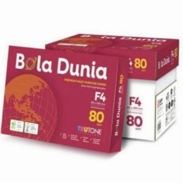 

KERTAS HVS FOLIO (F4) 80 GRAM MEREK BOLA DUNIA ISI 500 LEMBAR