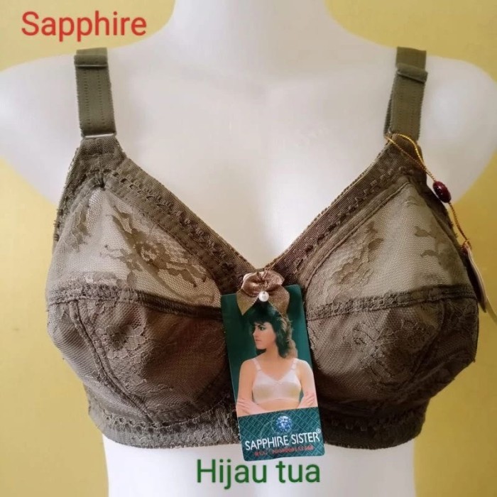 Bra Wanita Bra Shappire Sister Original Tanpa busa tanpa kawat - Hijau/Army, 38B kekinian
