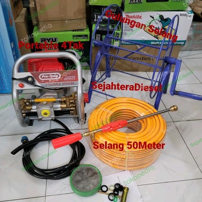 Steam Portable Power Sprayer 4Tak Proquip Qp435+Selang 50Meter +Gulung