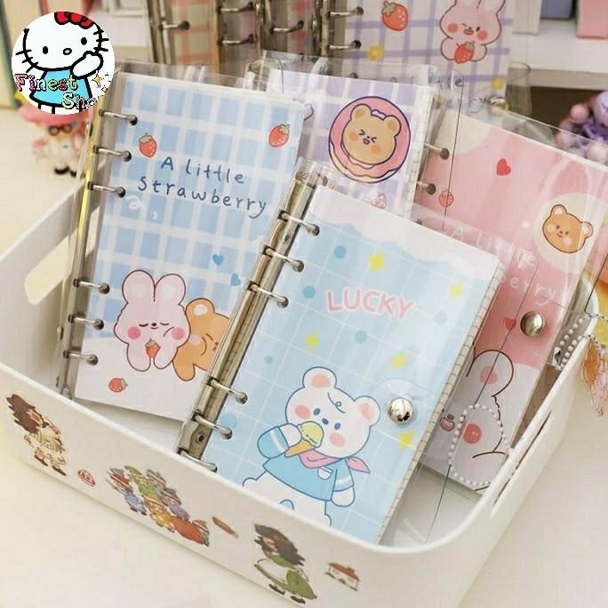 Terlaris Buku Binder Ring Besi Free Stiker Gantungan Cute Notebook Diary Kawaii