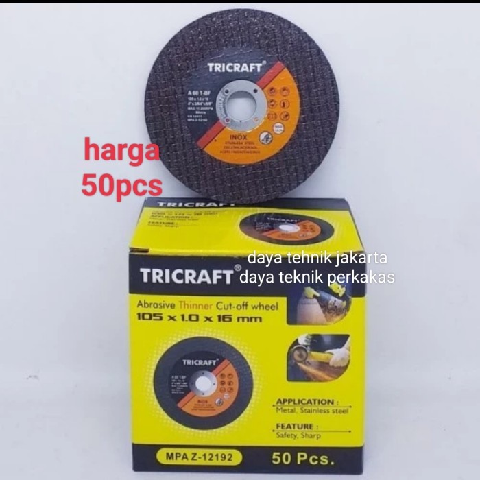 batu potong besi tricraft 4" (50pcs) / batu gurinda potong besi 4"x1
