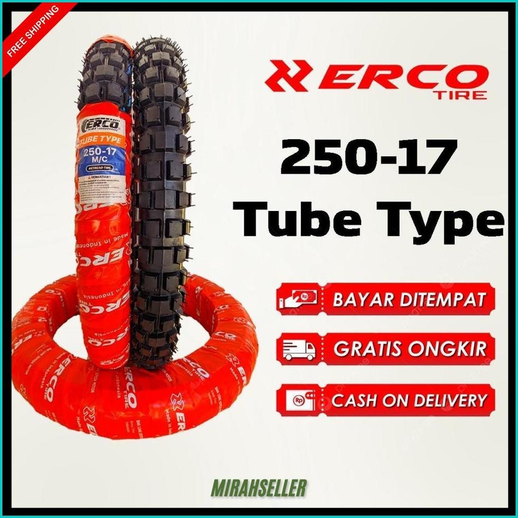 Erco Tire Ban Luar Motor Nontubeless Ring 17 Trail Cross 250-17 Tube Type Promo