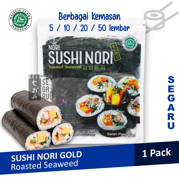 

Sushi Nori Gold Seaweed Rumput Laut Panggang Halal 5/10/20/50 Lembar