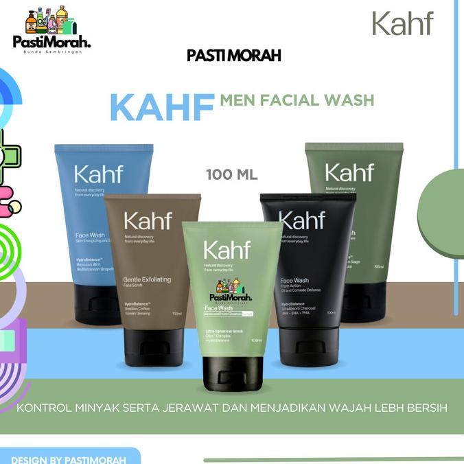 Kahf Men Facial Wash Sabun Cuci Muka 100 ML Hijau Biru Coklat Hitam