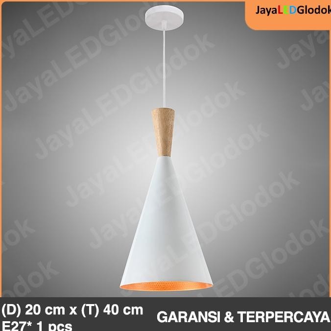 Lampu Gantung Minimalis Ruang Makan Restauran Putih Kayu 123 Dwiputrafajar