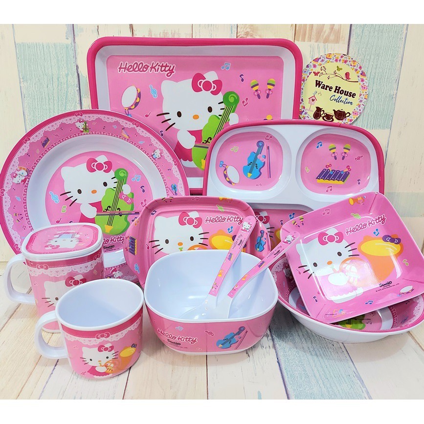 Adaajaa HELLO KITTY CONCERT / hrg-PCS,Piring makan/pr.snack/mangkok salad/nampan/cangkir MELAMINE