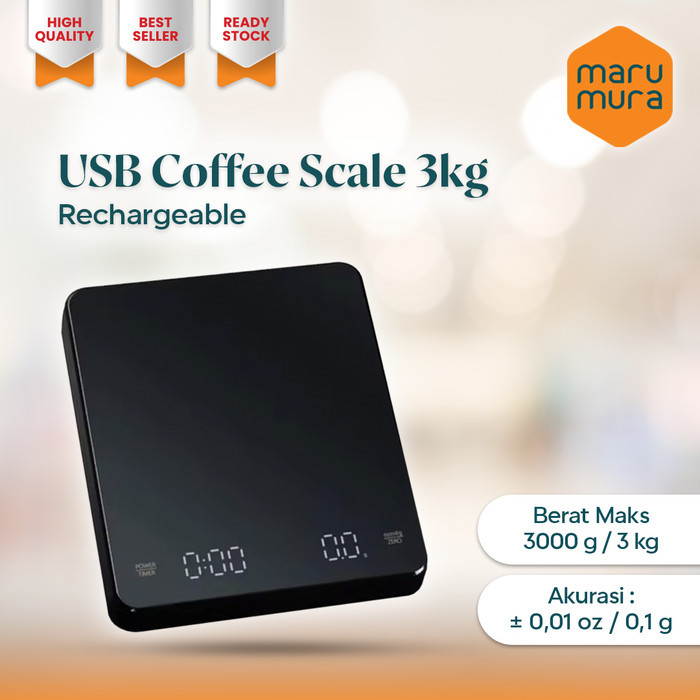 Marumura Digital Coffee Scale Usb Rechargeable Timbangan Kopi