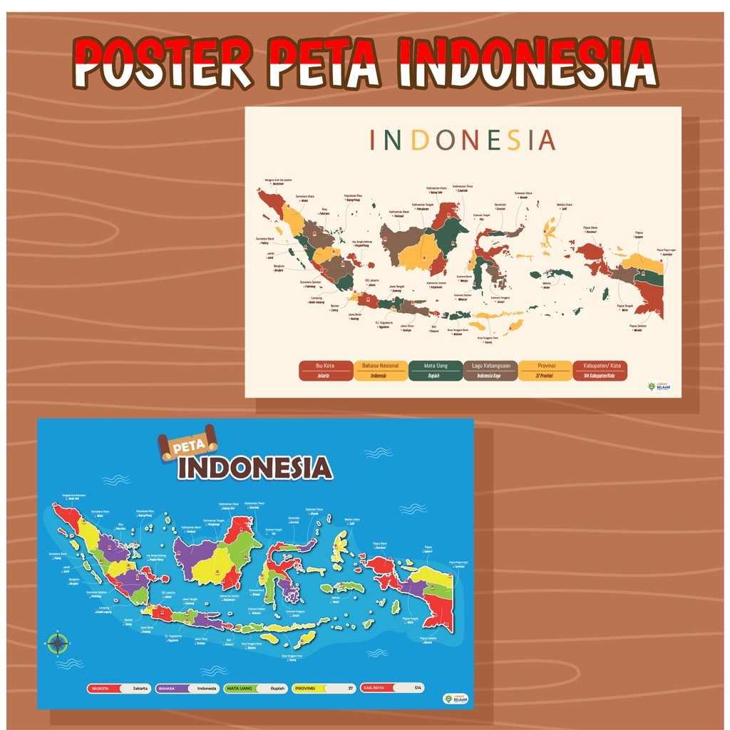 

Adaajaa Poster Peta Indonesia dengan 38 Provinsi - Poster Edukasi Anak - Peta Wilayah Indonesia