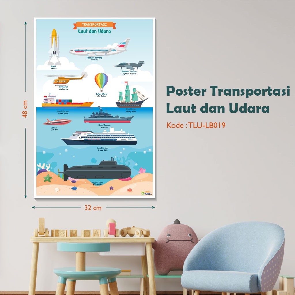 

Adaajaa Poster Edukatif Macam Macam Kendaraan Transportasi Laut dan Udara Untuk Belajar Balita, Paud
