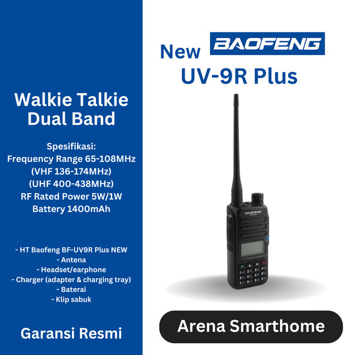 Walkie Talkie Baofeng UV-9R / UV 9R Plus New HT Dualband Fullset