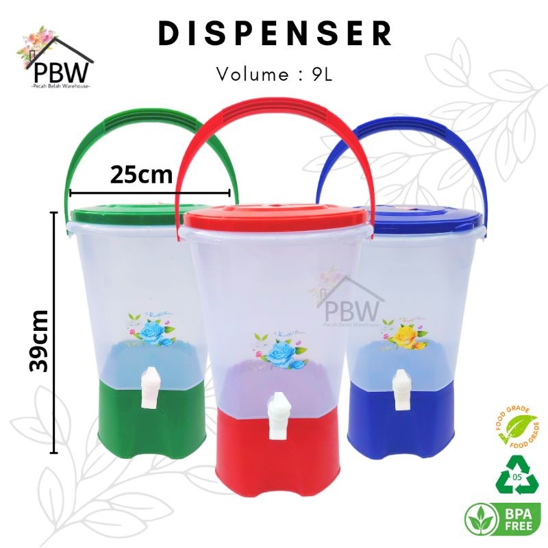Adaajaa Dispenser Air Plastik 9L / Galon Plastik / Tempat air minum Prasmanan / Infused Water