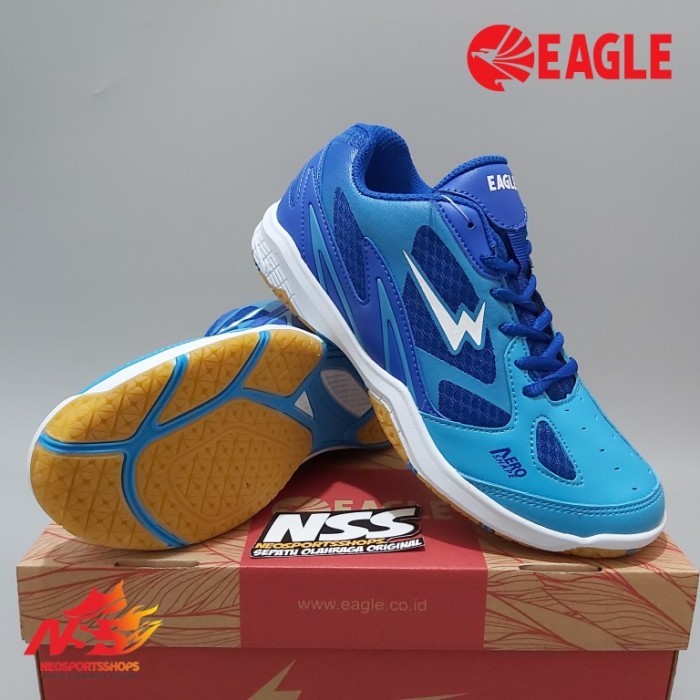 Sepatu Badminton Eagle Shoot Biru Biru Muda Original