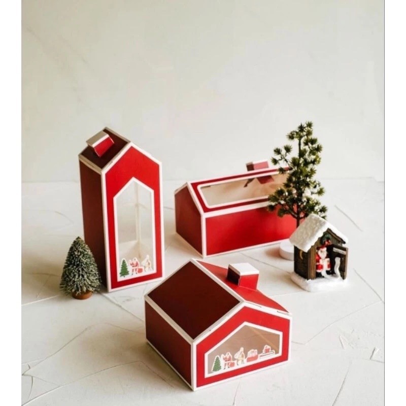 

(Min 5Pcs) Chimney House Christmas Hampers Box - Kotak Kue Souvenir Natal Rumah Cerobong