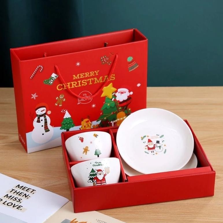 rim hampers natal piring mangkuk set/hampers christmas bowl plate gift box set/hampers natal